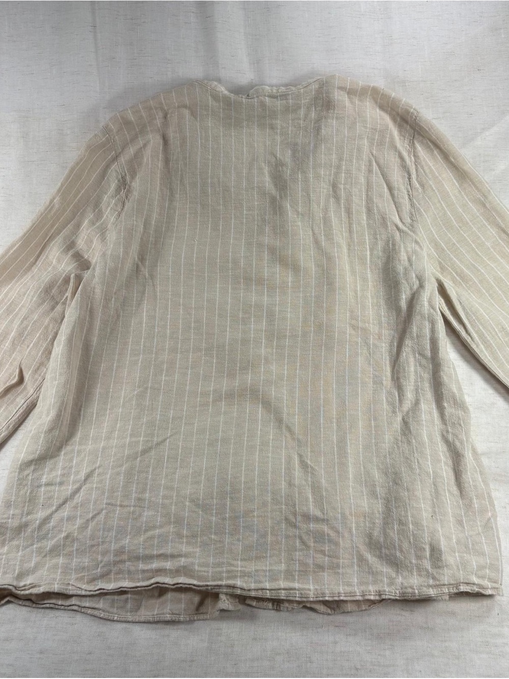 Zara Cream Striped Ruffle Button-Down Blouse - Picture 7 of 7